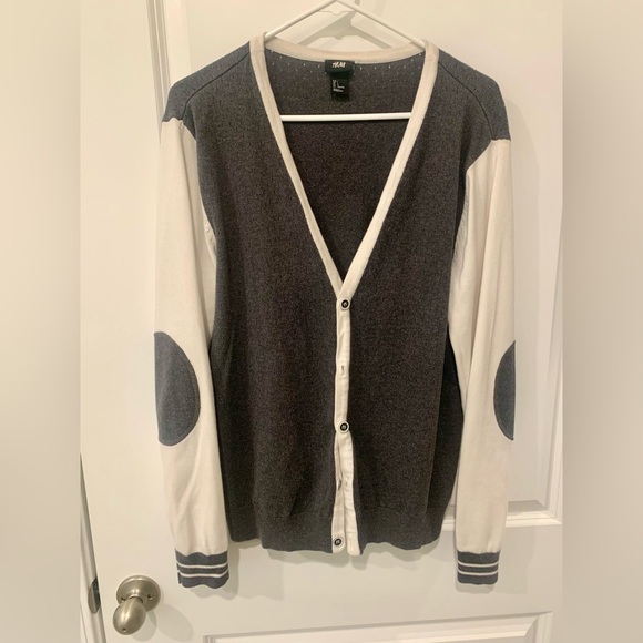 H&M Sweaters - H&M Gray & Cream Boyfriend / Collegiate Style Cardigan